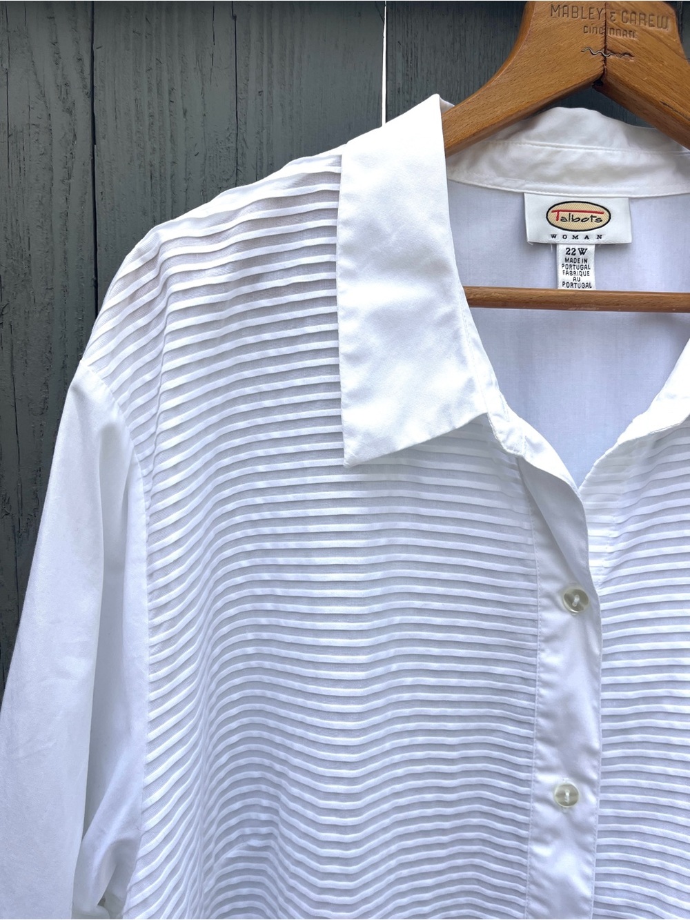 Talbots Textured 100% Cotton Button Down Blouse White Size 22W - Picture 3 of 9